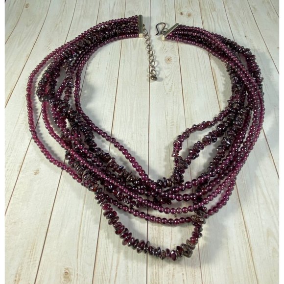 Jay King DTR Necklace 925 Garnet Multi Strand Beaded Signed - Picture 7 of 7